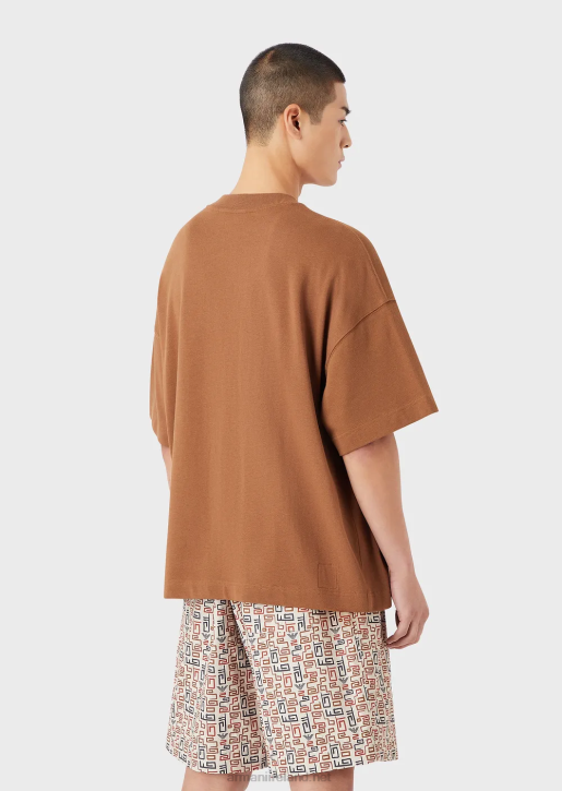 Men 086V1683 Sustainable Collection Organic American Jersey T-Shirt With Patch Armani Beige