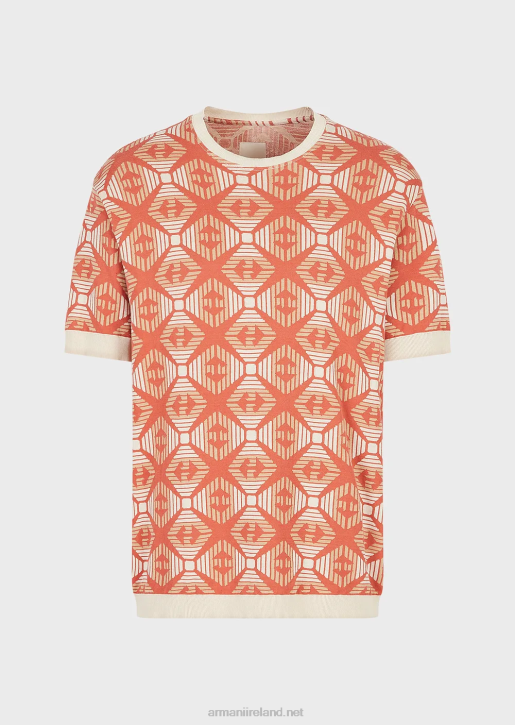 Men 086V1684 Sustainable Collection Organic Jacquard Jersey Jumper With Collection Pattern Armani