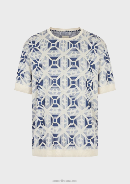 Men 086V1685 Sustainable Collection Organic Jacquard Jersey Jumper With Collection Pattern Armani Pattern