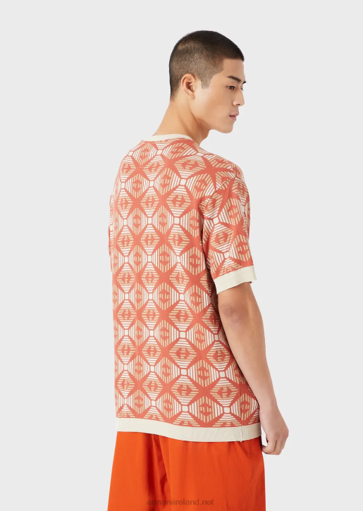 Men 086V1685 Sustainable Collection Organic Jacquard Jersey Jumper With Collection Pattern Armani Pattern