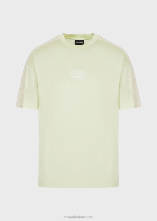Men 086V1687 Tencel-Blend Jersey T-Shirt With Ea Patch And Stripes Armani Light Green