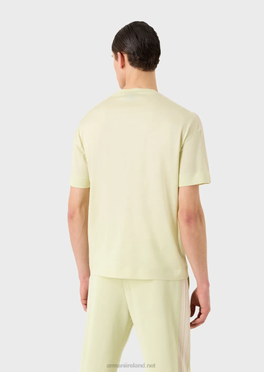 Men 086V1687 Tencel-Blend Jersey T-Shirt With Ea Patch And Stripes Armani Light Green