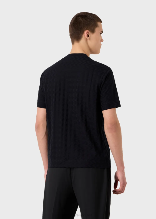 Men 086V1690 Jersey T-Shirt With All-Over Jacquard Motif Armani Navy Blue