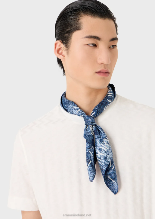 Men 086V1691 Jersey T-Shirt With All-Over Jacquard Motif Armani White