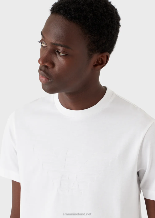 Men 086V1693 Jersey T-Shirt With Jacquard Logo Armani White Logo