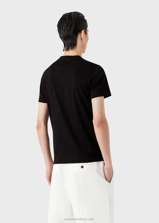 Men 086V1694 Jersey T-Shirt With Jacquard Logo Armani Black
