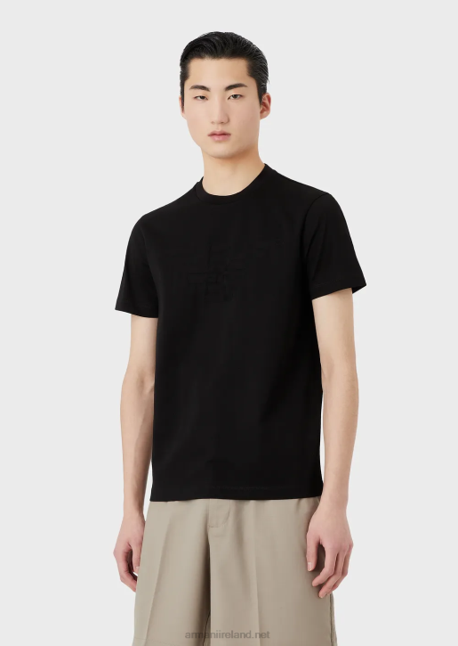 Men 086V1695 Jersey T-Shirt With Jacquard Logo Armani Black Logo
