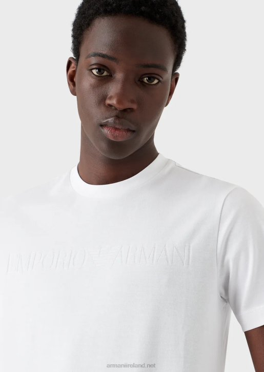 Men 086V1696 Jersey T-Shirt With Jacquard Logo Armani White