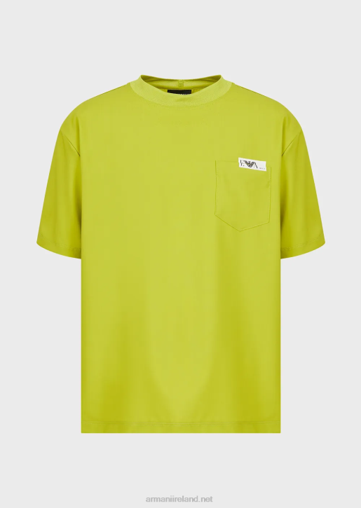 Men 086V1698 Shirt T-Shirt In Ultra-Light Virgin Wool Canvas Armani Lime Green