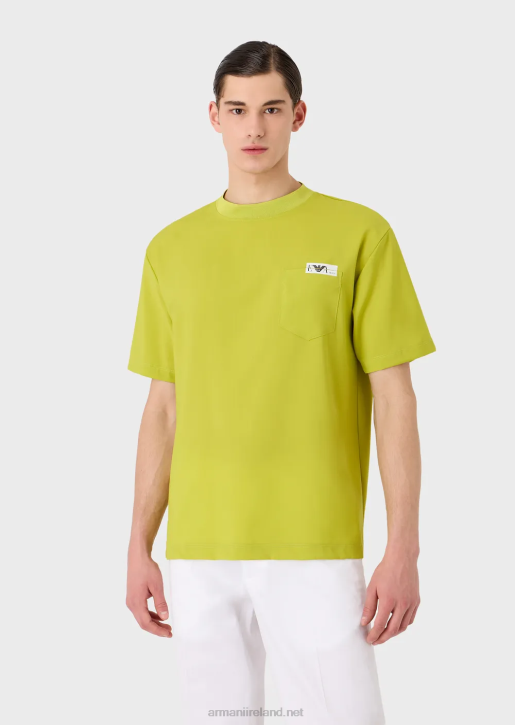 Men 086V1698 Shirt T-Shirt In Ultra-Light Virgin Wool Canvas Armani Lime Green