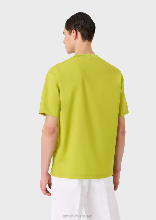 Men 086V1698 Shirt T-Shirt In Ultra-Light Virgin Wool Canvas Armani Lime Green