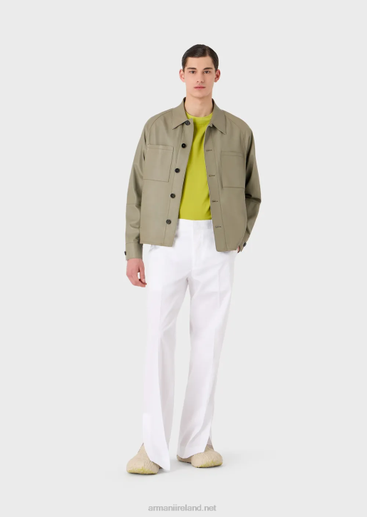 Men 086V1698 Shirt T-Shirt In Ultra-Light Virgin Wool Canvas Armani Lime Green