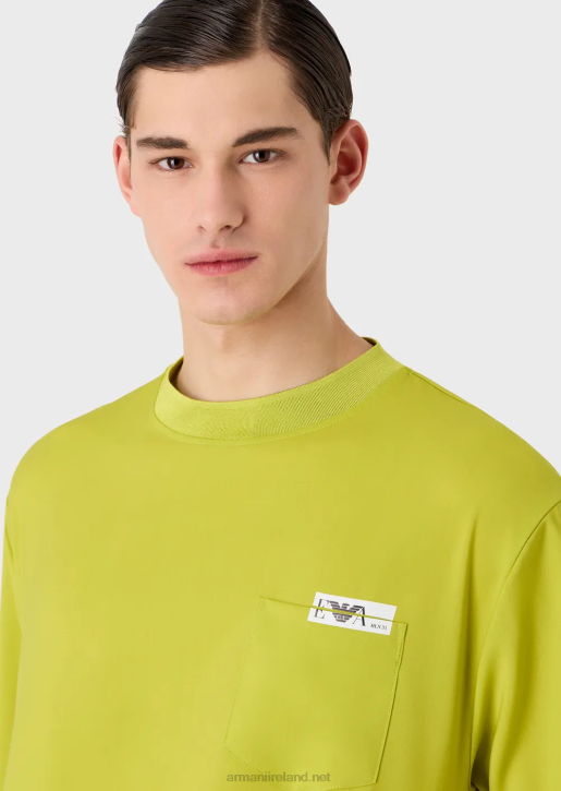 Men 086V1698 Shirt T-Shirt In Ultra-Light Virgin Wool Canvas Armani Lime Green