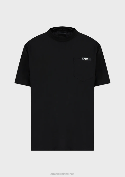 Men 086V1699 Shirt T-Shirt In Ultra-Light Virgin Wool Canvas Armani Black