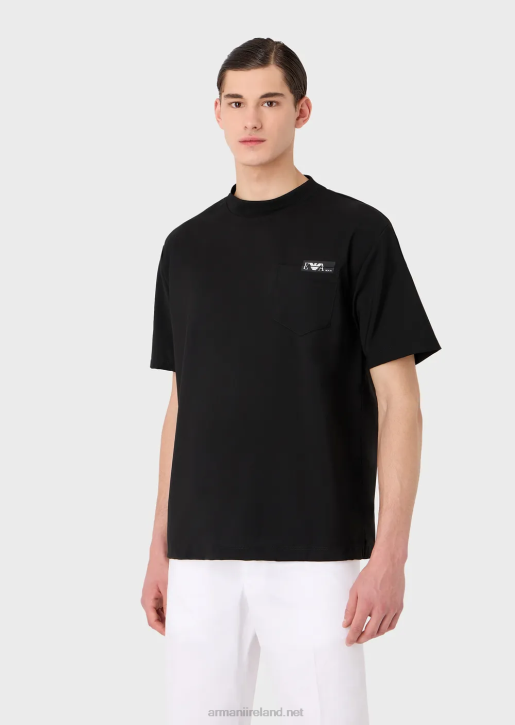 Men 086V1699 Shirt T-Shirt In Ultra-Light Virgin Wool Canvas Armani Black
