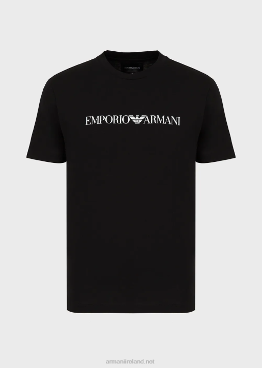 Men 086V1701 Pima Jersey T-Shirt With Logo Print Armani Black Logo