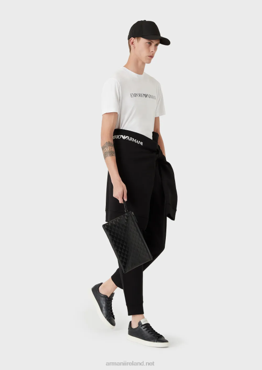 Men 086V1701 Pima Jersey T-Shirt With Logo Print Armani Black Logo