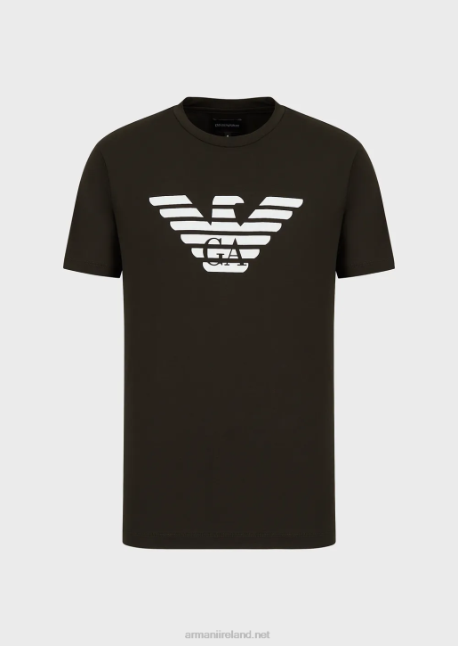 Men 086V1702 Pima Jersey T-Shirt With Logo Print Armani Green