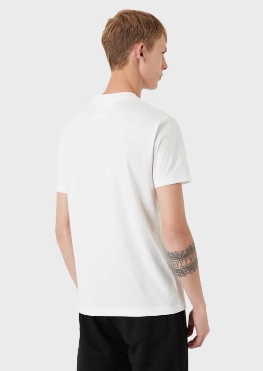 Men 086V1705 Pima Jersey T-Shirt With Logo Print Armani Light Gray