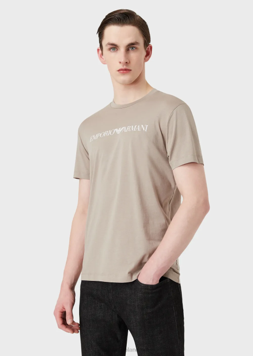 Men 086V1708 Pima Jersey T-Shirt With Logo Print Armani Red Logo