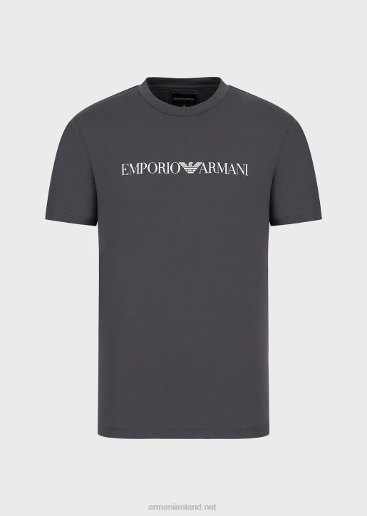 Men 086V1709 Pima Jersey T-Shirt With Logo Print Armani Anthracite