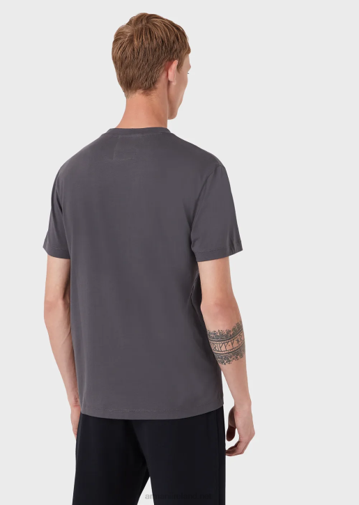 Men 086V1709 Pima Jersey T-Shirt With Logo Print Armani Anthracite