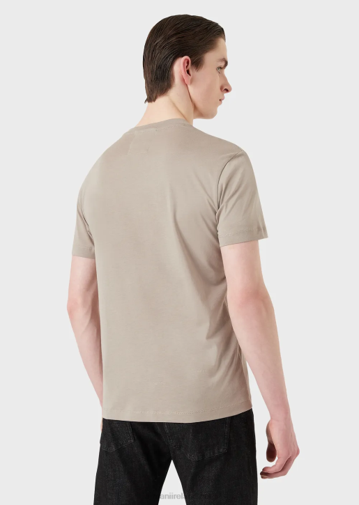 Men 086V1710 Pima Jersey T-Shirt With Logo Print Armani Gray Logo