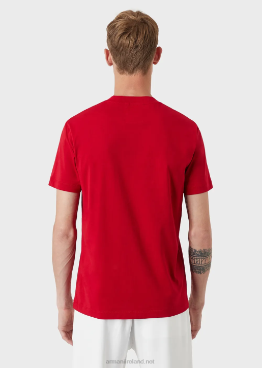Men 086V1713 Pima Jersey T-Shirt With Logo Print Armani White Logo
