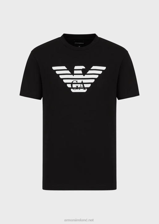 Men 086V1714 Pima Jersey T-Shirt With Logo Print Armani Black