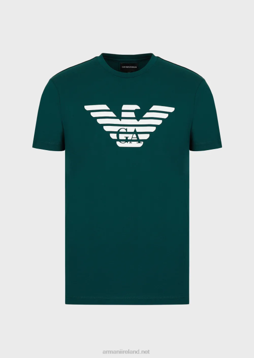 Men 086V1716 Pima Jersey T-Shirt With Logo Print Armani Petroleum