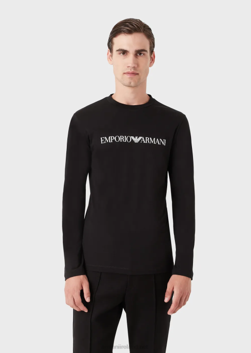 Men 086V1719 Pima-Jersey Jumper With Logo Armani Black Logo