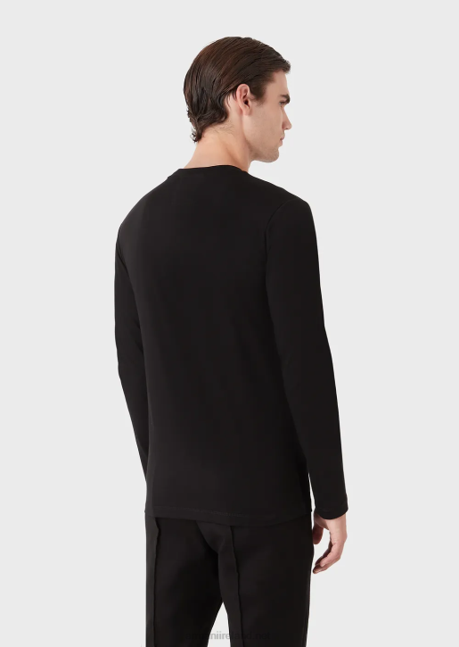 Men 086V1719 Pima-Jersey Jumper With Logo Armani Black Logo