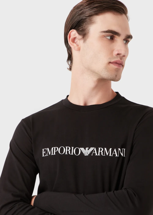 Men 086V1719 Pima-Jersey Jumper With Logo Armani Black Logo
