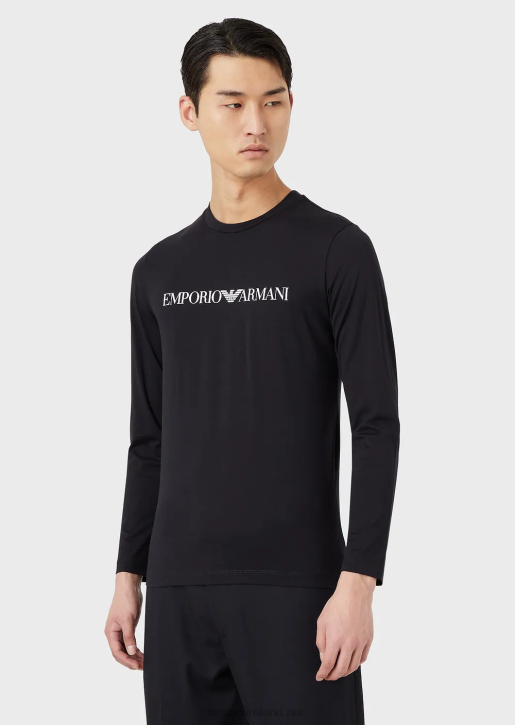 Men 086V1720 Pima-Jersey Jumper With Logo Armani Navy Blue Logo
