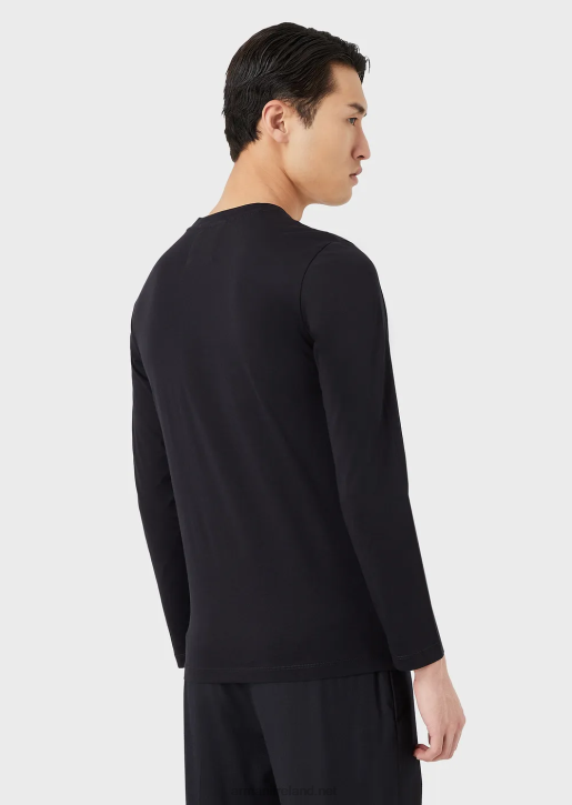 Men 086V1720 Pima-Jersey Jumper With Logo Armani Navy Blue Logo