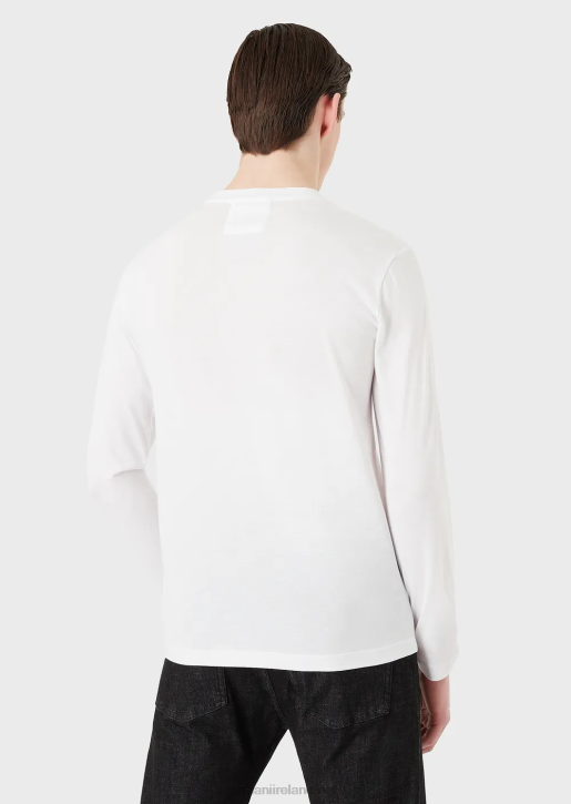 Men 086V1721 Pima-Jersey Jumper With Logo Armani White Logo