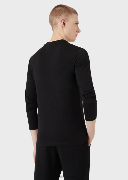 Men 086V1722 Pima-Jersey Jumper With Logo Armani Black