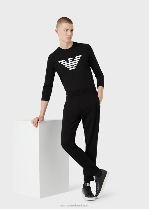 Men 086V1722 Pima-Jersey Jumper With Logo Armani Black