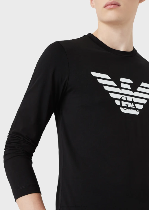 Men 086V1722 Pima-Jersey Jumper With Logo Armani Black