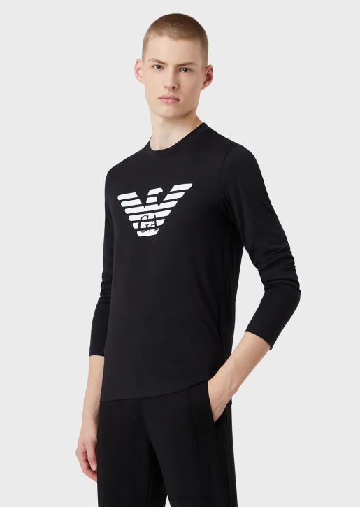 Men 086V1724 Pima-Jersey Jumper With Logo Armani Navy Blue