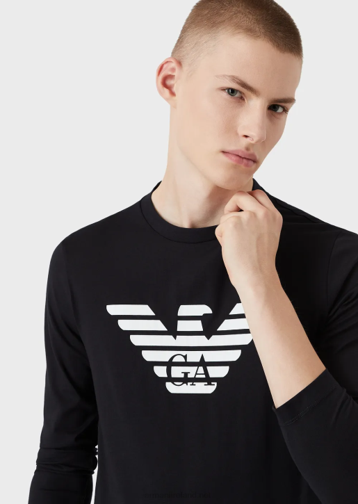 Men 086V1724 Pima-Jersey Jumper With Logo Armani Navy Blue
