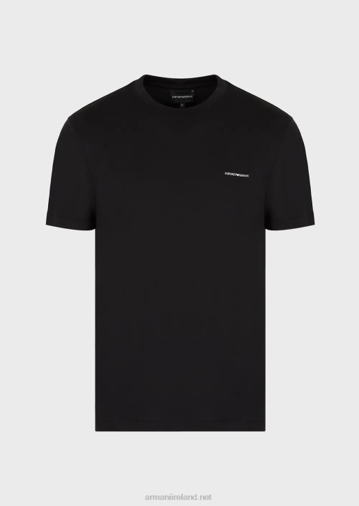 Men 086V1728 Tencel-Jersey Blend T-Shirt With Micro Logo Lettering Armani Black