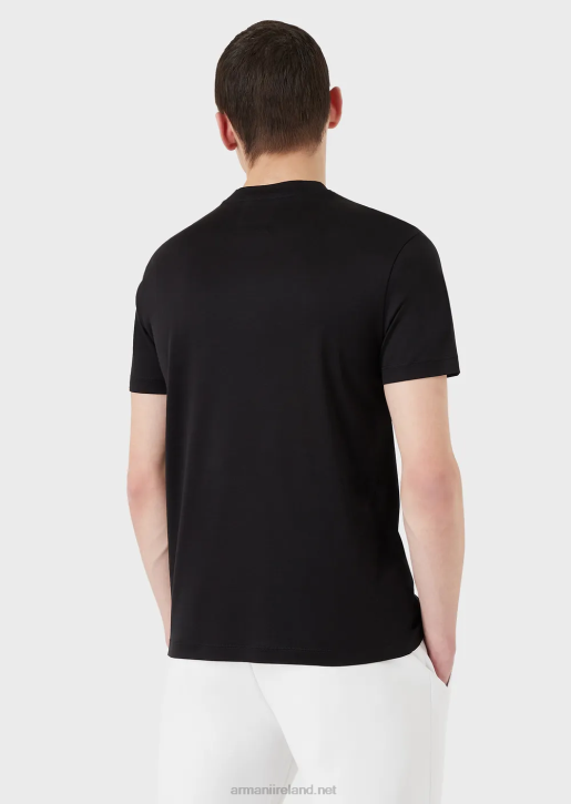 Men 086V1728 Tencel-Jersey Blend T-Shirt With Micro Logo Lettering Armani Black
