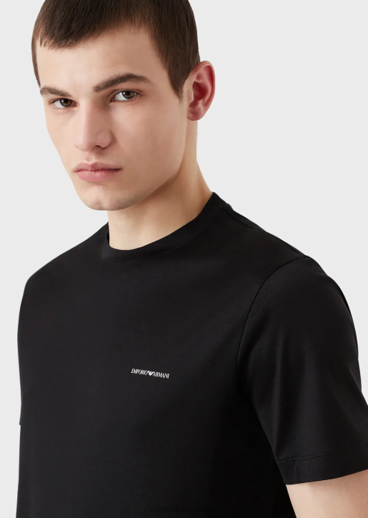 Men 086V1728 Tencel-Jersey Blend T-Shirt With Micro Logo Lettering Armani Black