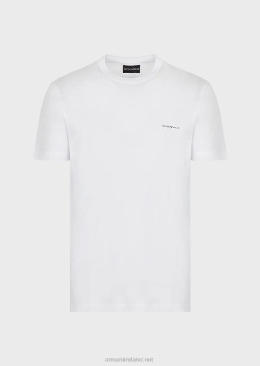 Men 086V1729 Tencel-Jersey Blend T-Shirt With Micro Logo Lettering Armani White