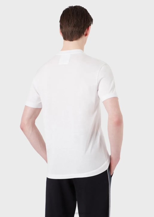 Men 086V1729 Tencel-Jersey Blend T-Shirt With Micro Logo Lettering Armani White