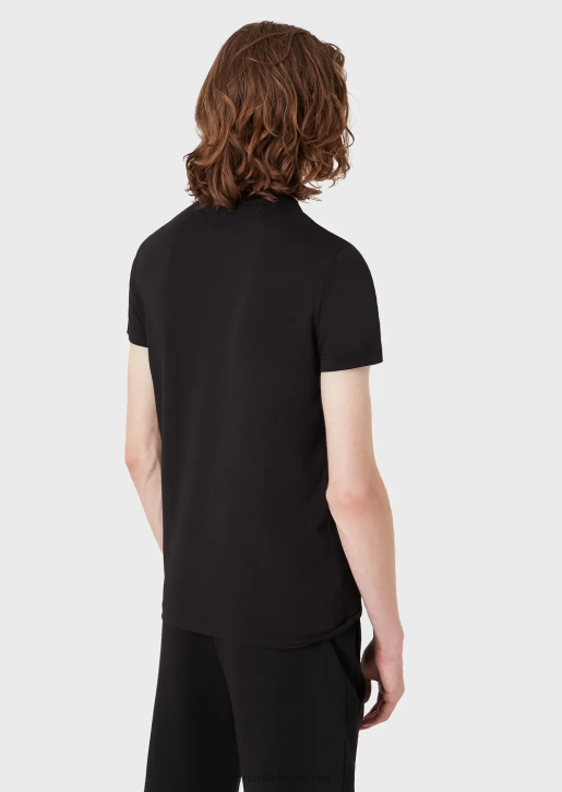 Men 086V1730 Supima Jersey T-Shirt With Micro Eagle Patch Armani Black