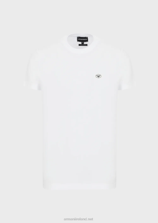 Men 086V1731 Supima Jersey T-Shirt With Micro Eagle Patch Armani White