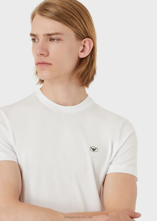 Men 086V1731 Supima Jersey T-Shirt With Micro Eagle Patch Armani White