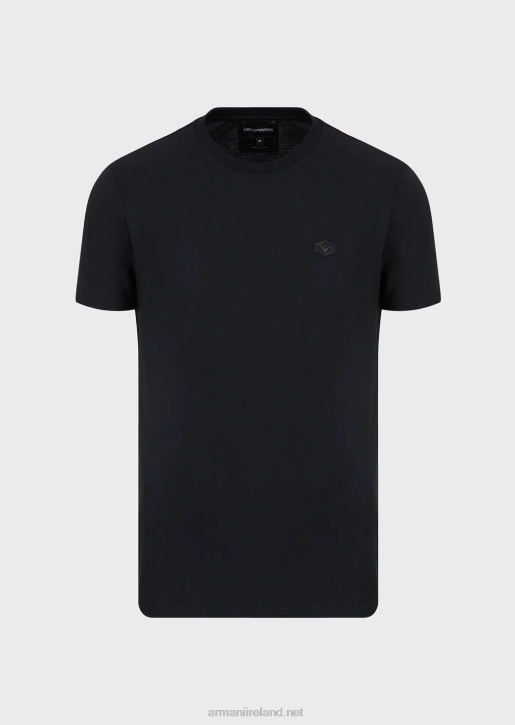 Men 086V1732 Supima Jersey T-Shirt With Micro Eagle Patch Armani Navy Blue